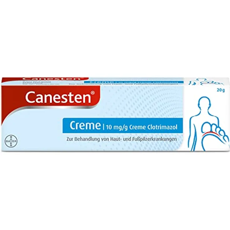 Canesten Creme - zur Behandlung von Hautpilz und Fußpilz - schnell wirksam gegen alle relevanten Pilzinfektionen - mit Clotrimazol - 1 x 20 g