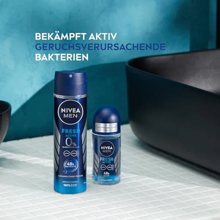 Nivea Men Fresh Active Deo Spray, Deodorant mit INFINIFRESH Formel und Meeresextrakten, 48h Schutz (150 ml) – Bild 4
