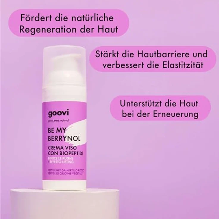 GOOVI Be My Berrynol Face Cream, Anti-Aging Gesichtscreme mit Biopeptiden und Hyaluronsäure, 50ml, straffende Gesichtspflege für alle Hauttypen – Bild 4