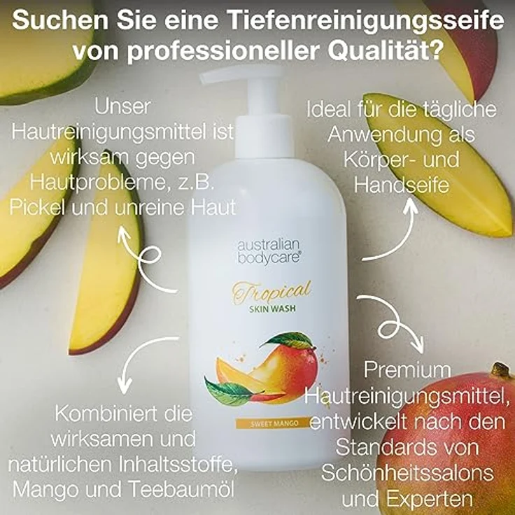 Australian Bodycare Mango & Teebaumöl Duschgel Professional 500 ml - Für weiche, unreine Haut, ideal vor Haarentfernung mit Wachs/Rasur – Bild 2