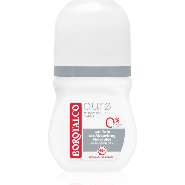 Borotalco Pure Deoroller, Musky Breeze Duft, 50 ml, alkoholfrei, Unisex Deodorant