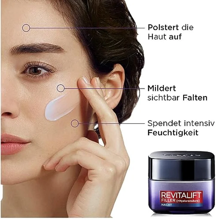 L'Oréal Paris Revitalift Filler [+Hyaluronsäure] Intensiv Aufpolsternde Anti-Age Nachtcreme 50 ml – Bild 2