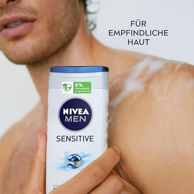 NIVEA MEN Sensitive Duschgel (250 ml), pH-hautneutrale Pflegedusche mit Bambusextrakt, feuchtigkeitsspendend, für Körper, Gesicht und Haar – Bild 2