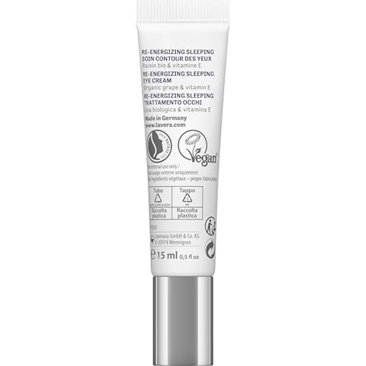 lavera Re-Energizing Sleeping Augenpflege - reduziert Mimikfältchen - natürliche Zellerneuerung - feuchtigkeitsspendend - vegan - Naturkosmetik - 15 ml – Bild 3