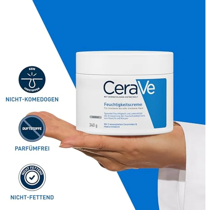 CeraVe creme hydratant 340 ml mit feuchtigkeitsspendender Wirkung für trockene Haut – Bild 3