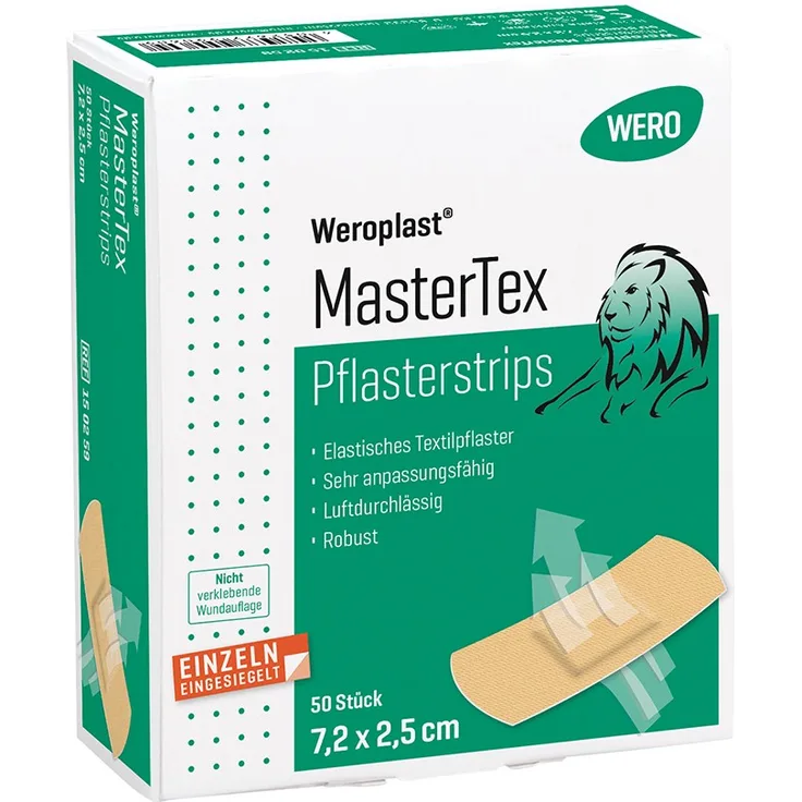Wero Pflasterstrips Weroplast MasterTex 7,2 cm x 2,5 cm 50 Stück