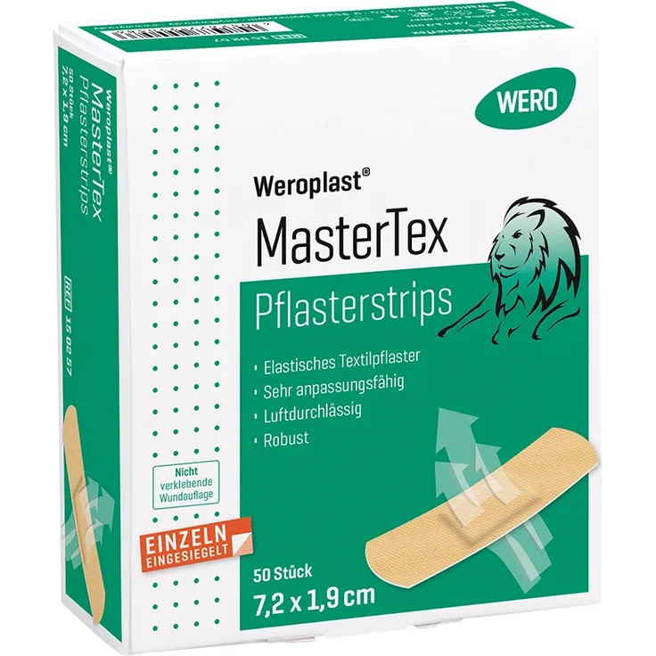 Wero Pflasterstrips Weroplast MasterTex 7,2 cm x 1,9 cm 50 Stück