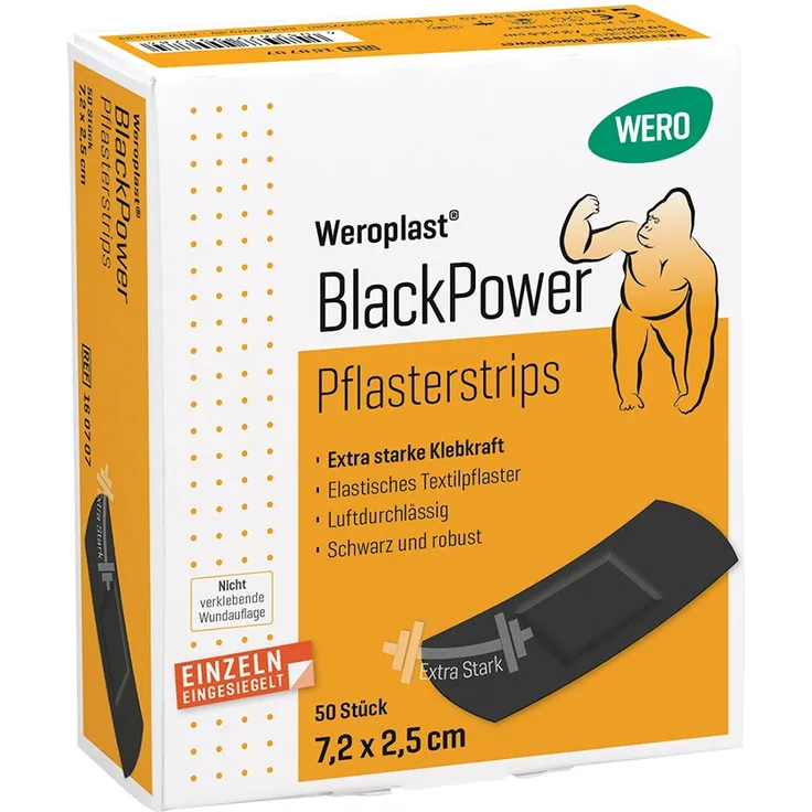 Wero Pflasterstrips Weroplast BlackPower 7.2 cm x 2.5 cm