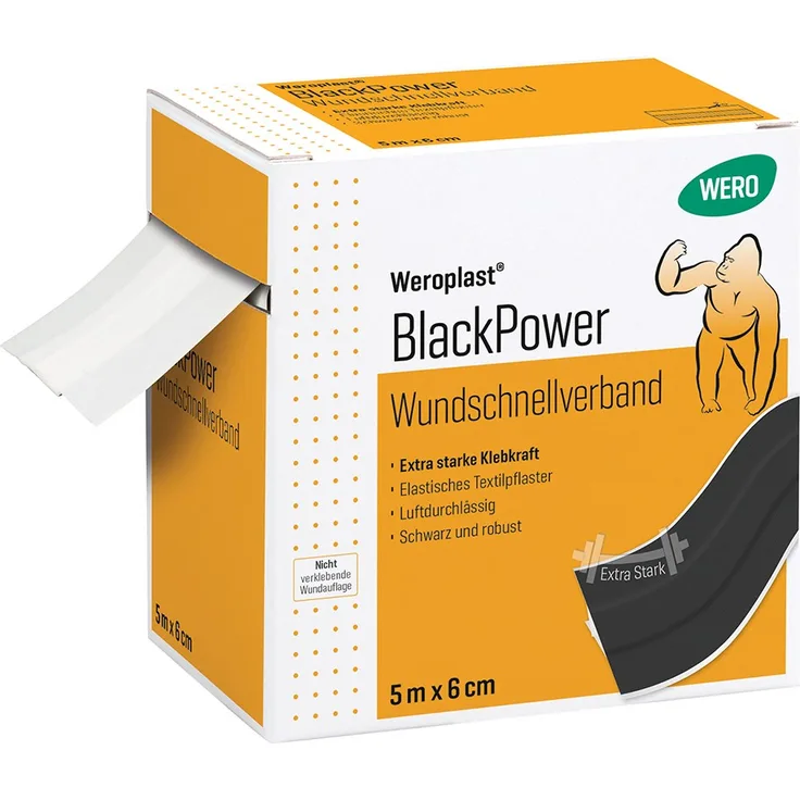 Wero Wundschnellverband Weroplast BlackPower 5m x 6cm