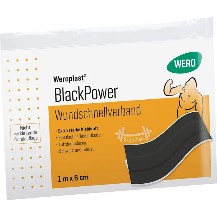 Wero Wundschnellverband Weroplast BlackPower 1m x 6 cm