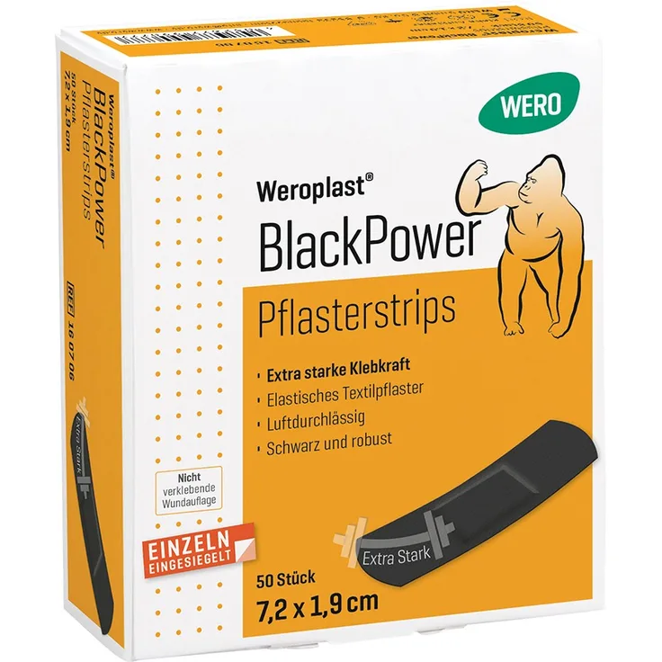 Wero Pflasterstrips Weroplast BlackPower 7.2 cm x 1.9 cm