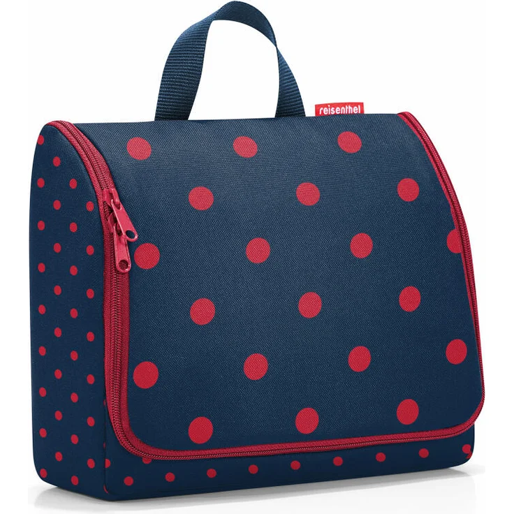 reisenthel toiletbag XL, Kulturtasche, Kulturbeutel, Kosmetiktasche, Waschtasche, Zum Aufhängen, Polyestergewebe, Mixed Dots Red, 4 L, WO3075
