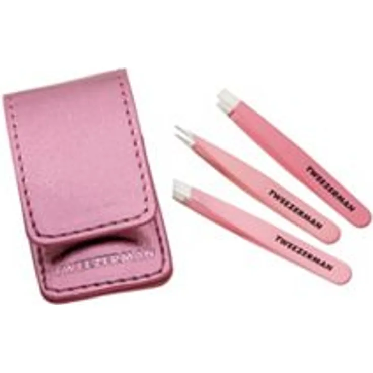 Tweezerman Micro-Mini Pinzetten-Set pinker Etui 3tlg.