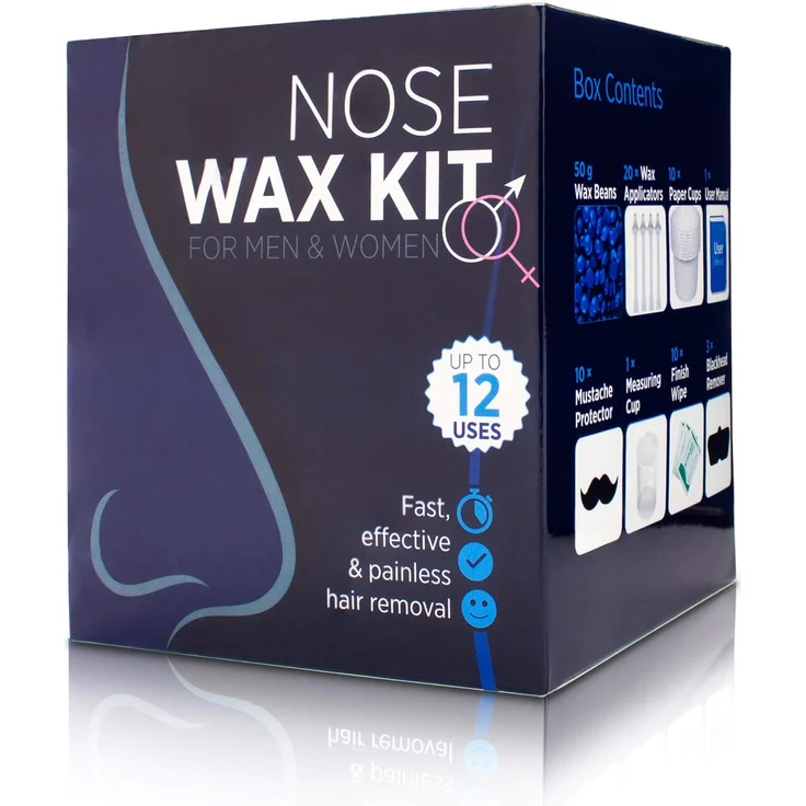 Venicce Love Nasenwachs-Set zur einfachen Entfernung von Nasenhaaren, 50 g Wachsperlen + Pappbecher + Messbecher + Schnurrbartschützer + After-Wax Wipes