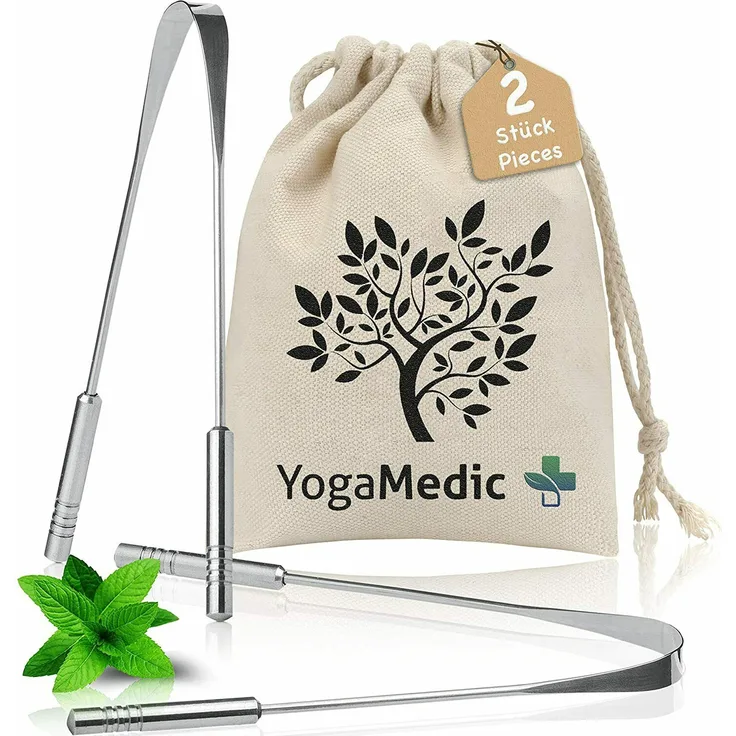 Yogamedic Zungenreiniger 2x Zungenschaber Zungenbürste antimikrobiell Ayurveda