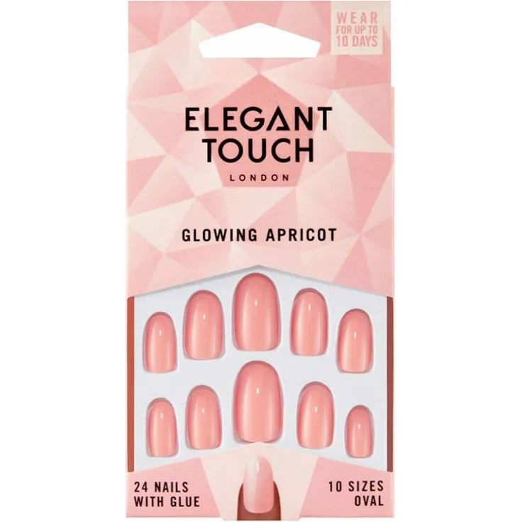 POLISHED COLOUR 24 nails with glue oval #glowing apricot