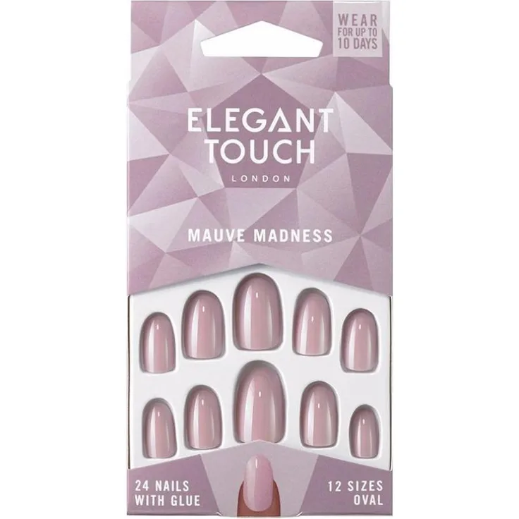 POLISHED COLOUR 24 nails with glue oval #mave madness