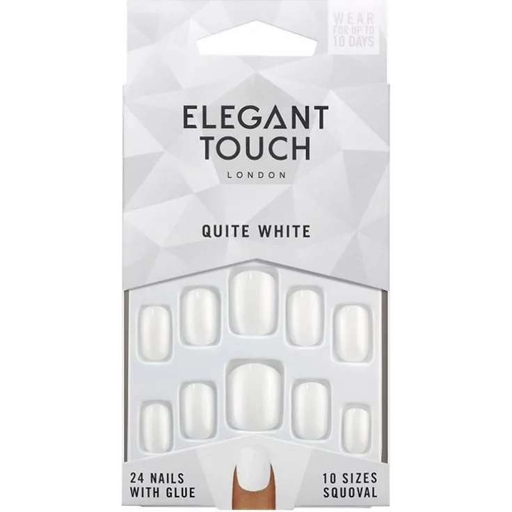 POLISHED COLOUR 24 nails with glue squoval #quite white