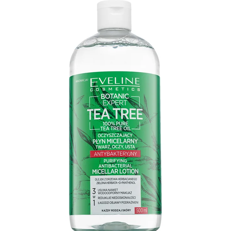 Eveline Botanic Expert Tea Tree Purifying Antibacterial Micellar Lotion Reinigungsmilch für problematische Haut 500 ml