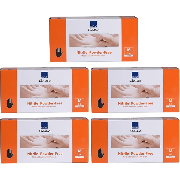 15x Abena Nitril-Handschuhe Classic poedervrij Maat M zwart 100st