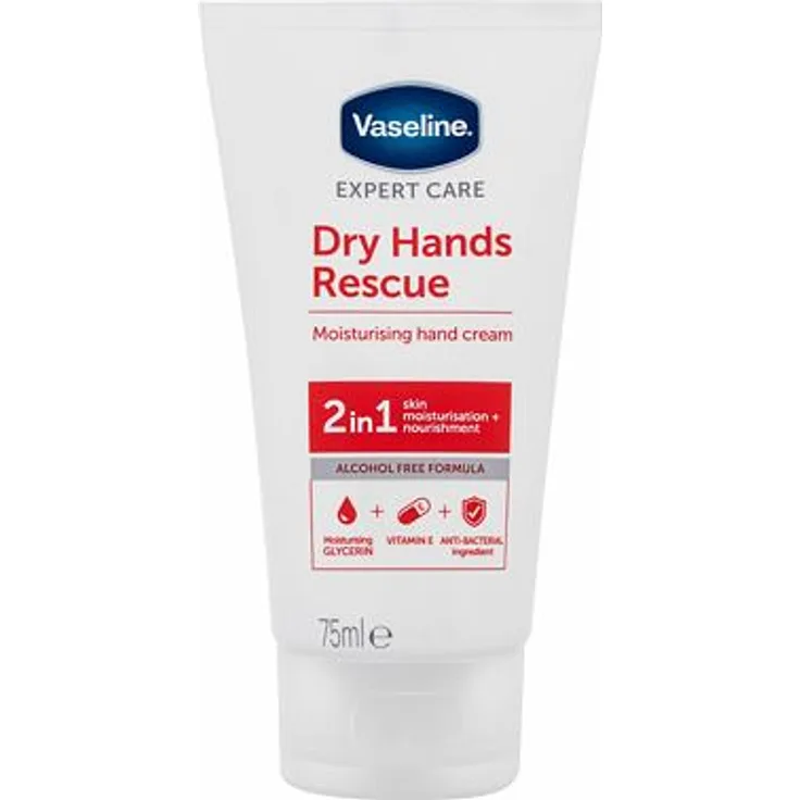 Vaseline Dry Hands Rescue 2in1 Feuchtigkeitsspendende Handcreme mit antibakterieller Wirkung 75 ml
