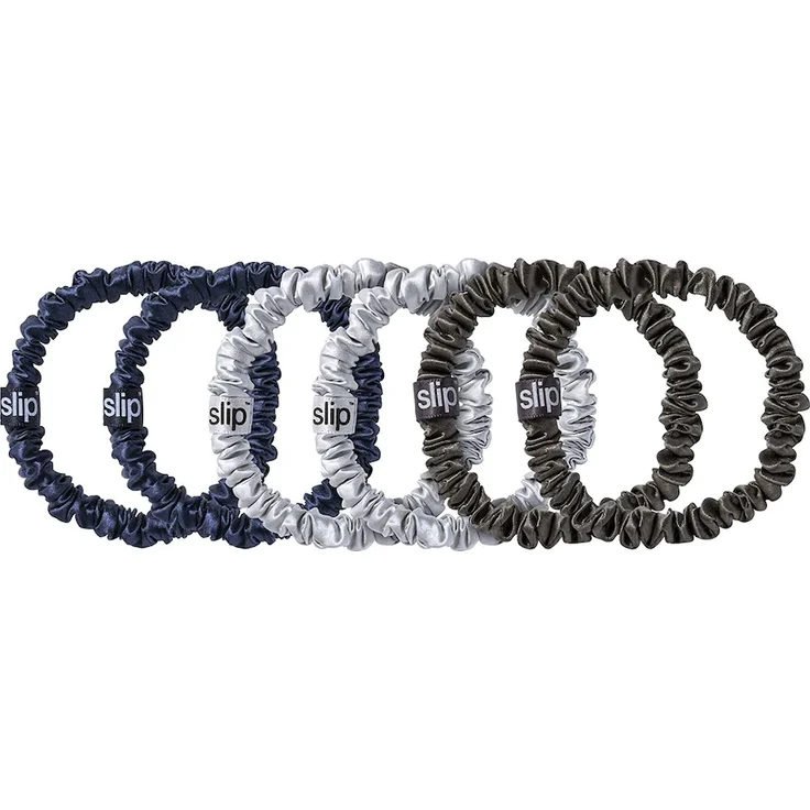 Slip Dünne Haargummis Aus Reiner Seide schwarz, silber, blau – Bild 1