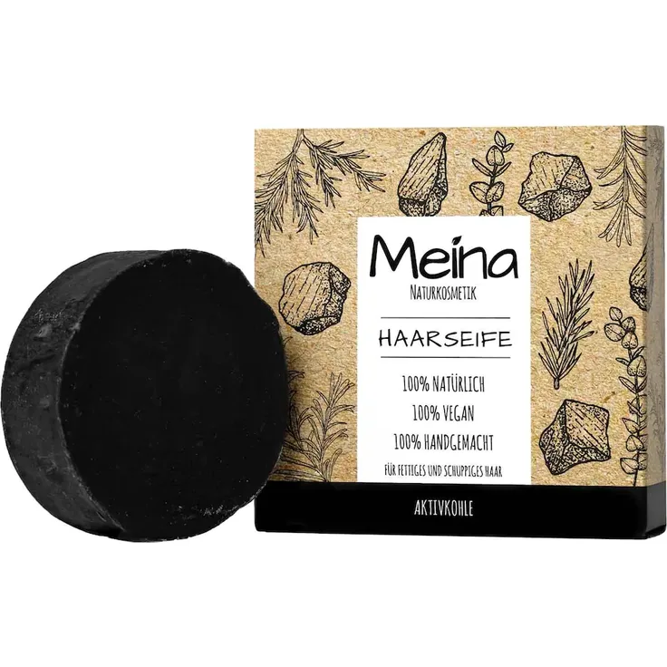 Meina Schwarze Haarseife mit Aktivkohle Shampoo 80 g