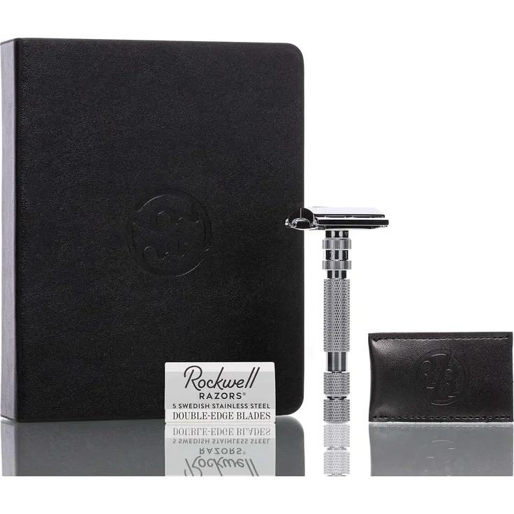 Rasierhobel Model T2 White Chrome, geschlossener Kamm, Butterfly-Verschluss, ...