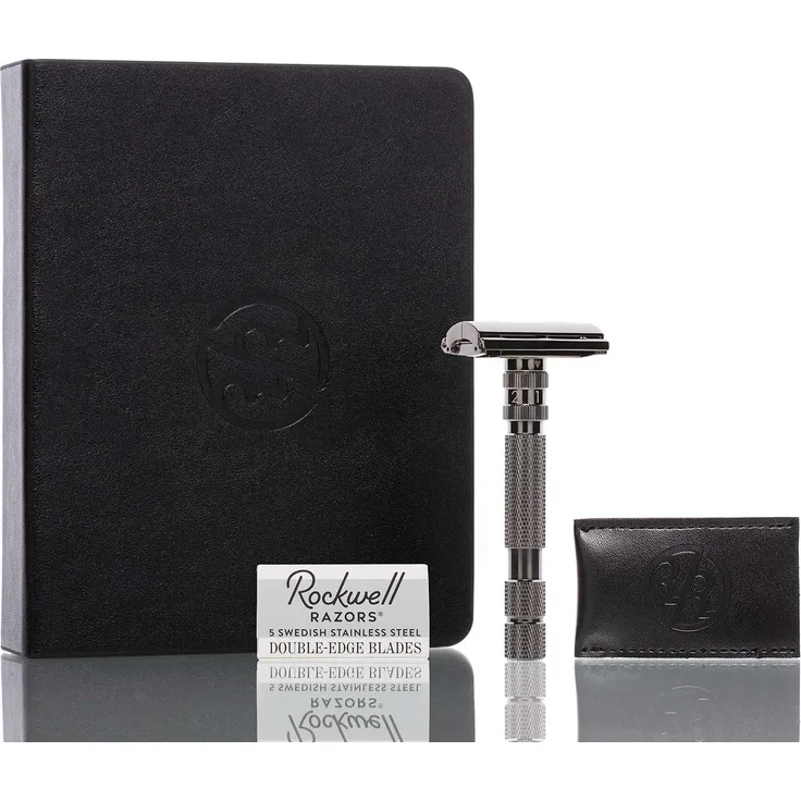 Rasierhobel Model T2 Gunmetal, geschlossener Kamm, Butterfly-Verschluss, Doub...