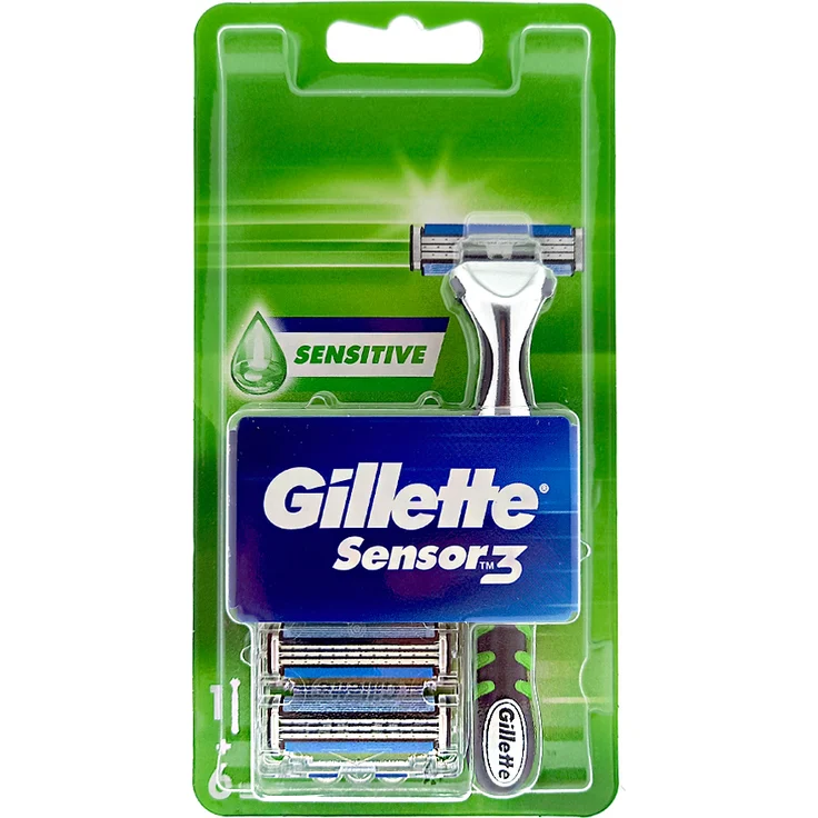 Gillette Sensor 3 Sensitive Rasierklingen, 6er Pack mit Griff – Bild 1