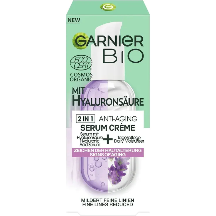 Garnier Bio Lavendel 2-in-1 Anti-Aging Serum Crème mit Hyaluronsäure Anti-Aging Gesichtsserum 50 ml Damen – Bild 1