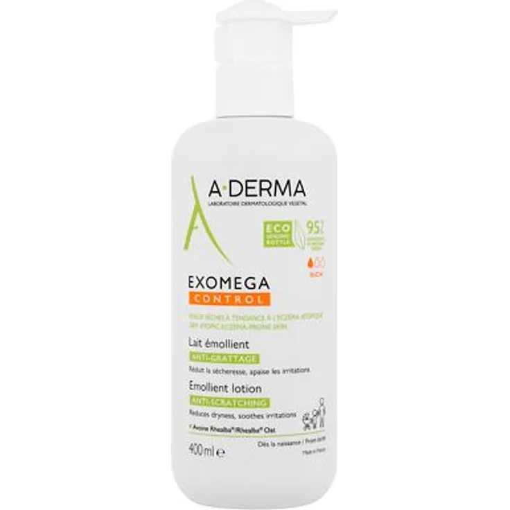 A-Derma Exomega Control Emollient Lotion Weichmachende Körpermilch für trockene, zu Atopie neigende Haut 400 ml 