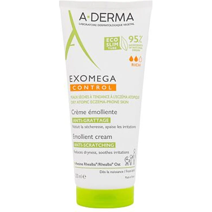 A-Derma Exomega Control Rich Emollient Cream Beruhigende und nährende Creme für trockene, zu Atopie neigende Haut 200 ml  – Bild 1