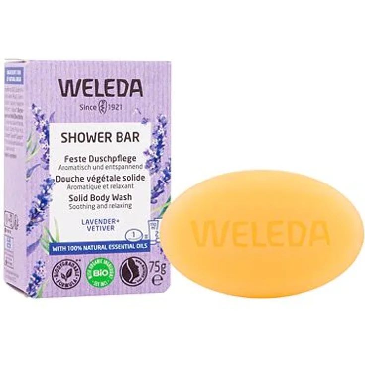 Weleda Shower Bar Lavender + Vetiver Entspannende und aromatische Festseife 75 g für Frauen