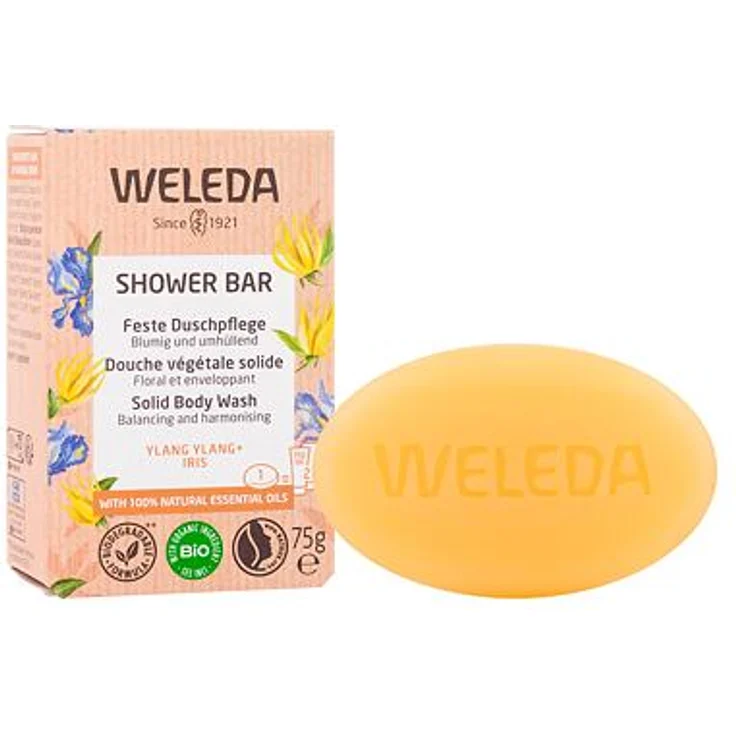 Weleda Shower Bar Ylang Ylang + Iris Aromatherapeutische umhüllende Festseife 75 g für Frauen – Bild 1