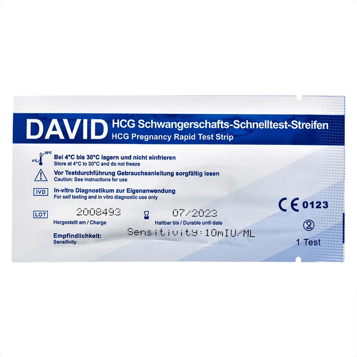5 x David Schwangerschaftstest Streifen 10 miu/ml HCG pregnancy test