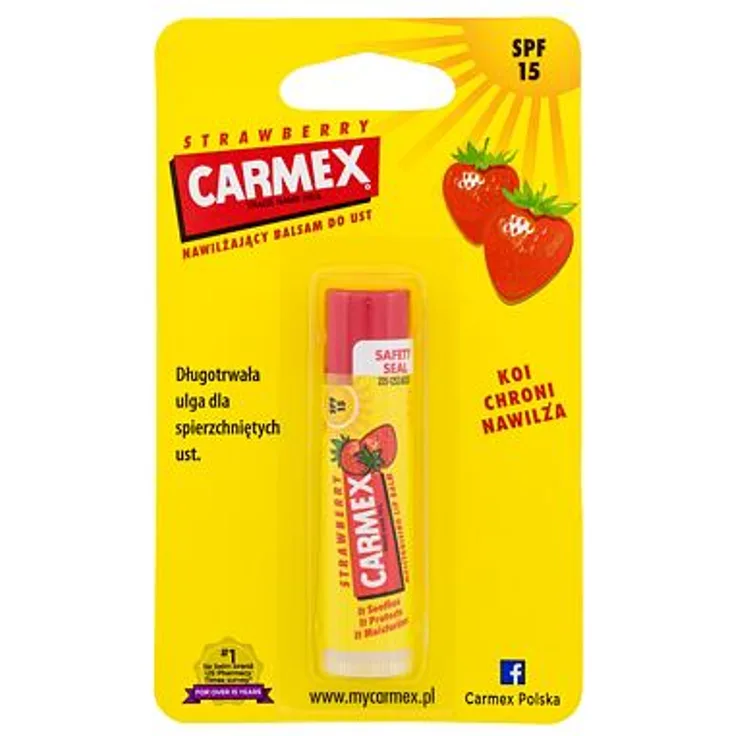 Carmex Strawberry SPF15 Feuchtigkeitsspendender Lippenbalsam 4,25 g für Frauen