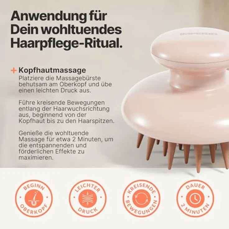 IMPERIO Shampoo-Massagebürste für Tiefenreinigung und Haarwachstum, mit Silikonborsten – Bild 5