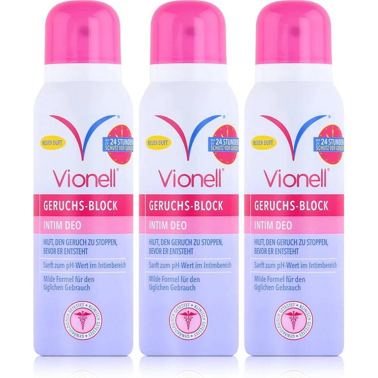 Vionell Geruchs-Block Intim Deo, 125ml, sanft im Intimbereich, 3er Pack, gynäkologisch getestet
