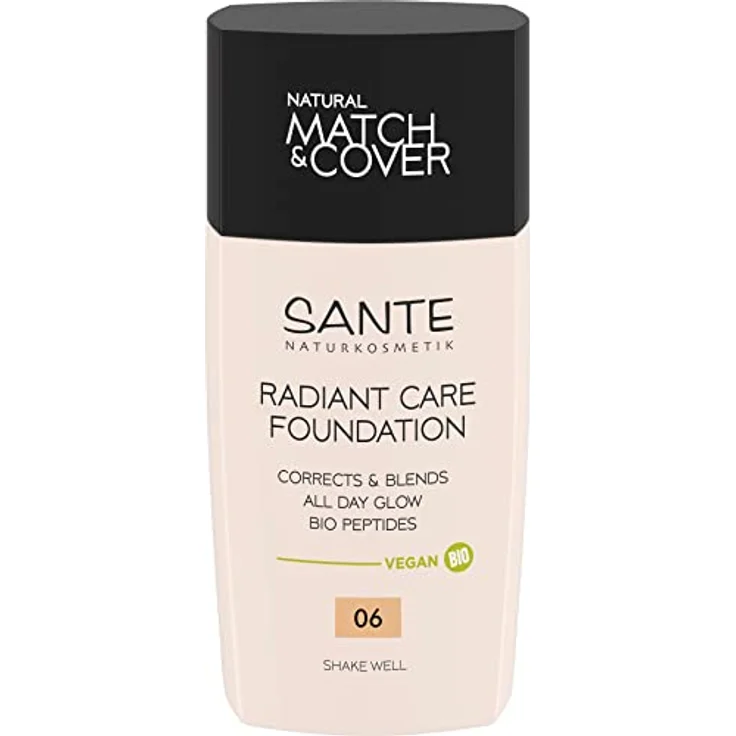 SANTE Naturkosmetik Radiant Care Foundation 06 Warm Beige, vegane Foundation mit Bio-Peptiden und hochwertigen Ölen für strahlende Haut, pflegende und nachhaltige Formel, 30ml – Bild 1