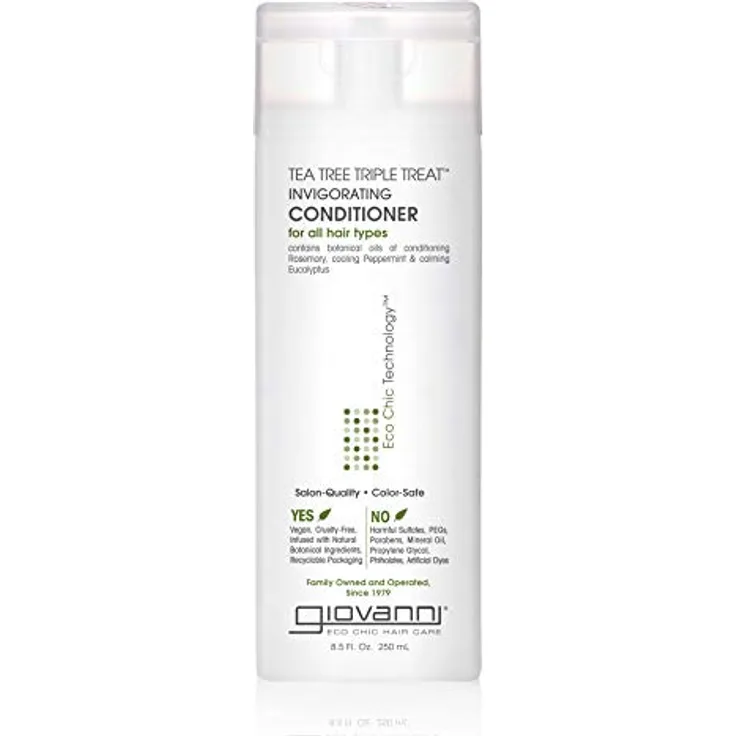 Giovanni Tea Tree Triple Treat Invigorating Conditioner, 250 ml, für alle Haartypen, mit Teebaumöl, vegan und tierversuchsfrei