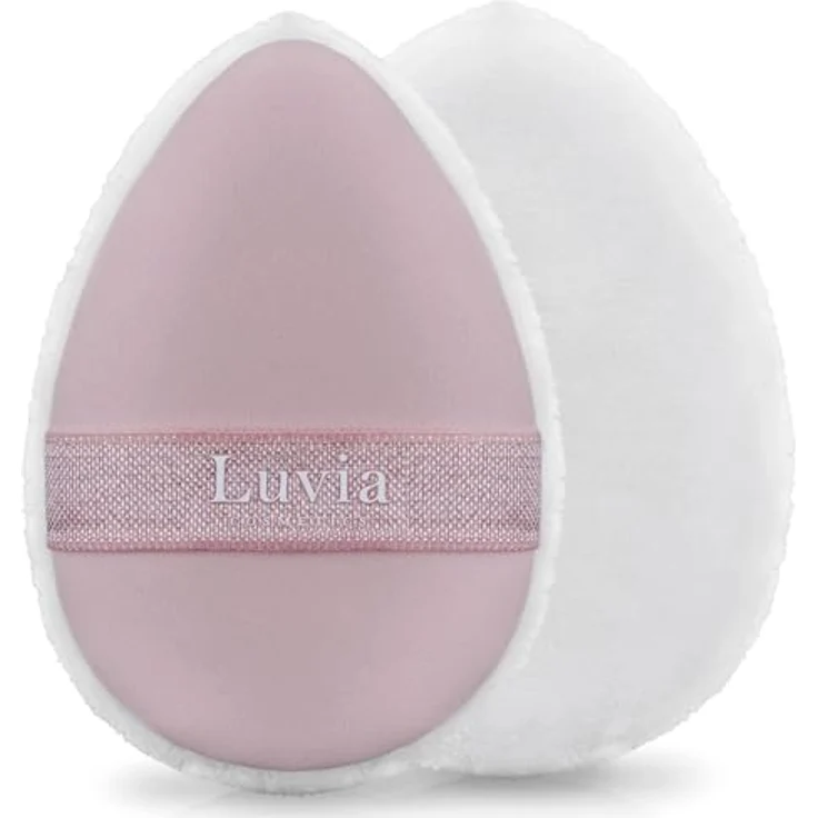 Luvia Cosmetics Powder Puff Set Candy - 2 doppelseitige Puderquasten in Weiß & Rosa, ideal für flüssige & Pudertexturen, mit Silikoneinsatz & wendbarem Gummiband – Bild 1