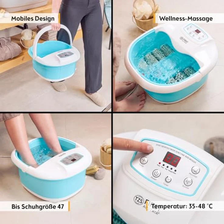 TZS FIRST AUSTRIA Fußbad Profi Fußsprudelbad, 450W mit Infrarot, Heizfunktion, 6 Massagerollen, Vibrations- und Luftblasenmassage, für Schuhgröße bis 47 – Bild 7