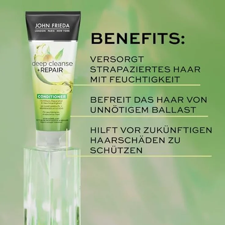 John Frieda Deep Cleanse & Repair Conditioner - 250 ml - Sichtbare Reparatur und Geschmeidigkeit - Avocado für geschädigtes Haar – Bild 4