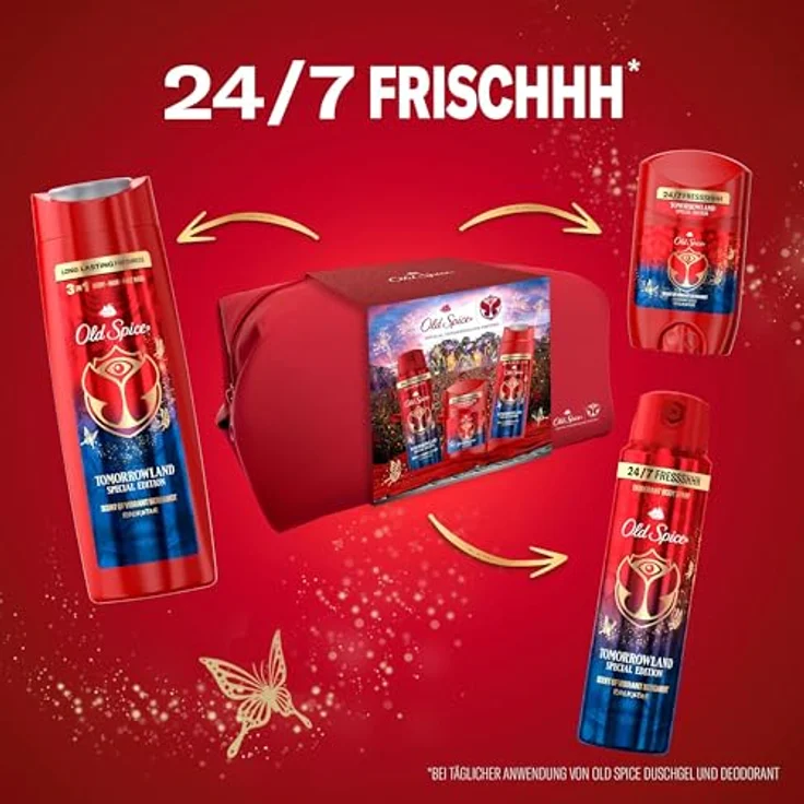 Old Spice Tomorrowland Geschenkset, Sonderedition mit Kulturtasche, Deostick 50 ml, Deospray 150 ml, Duschgel 250 ml, spritziger Zitrusduft – Bild 4