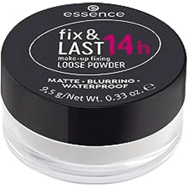 essence fix & LAST 14h make-up fixing LOOSE POWDER, Puder, transparent, fixierend, langanhaltend, glanzabsorbierend, matt, vegan, wasserfest, Mikroplastik Partikel frei (9,5g) – Bild 3
