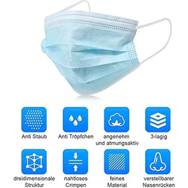 MAIMED- FM Comfort OP-Mundschutz, Maske 3-lagig Vliesstoff 93 42 EWG EN 14683 Typ Klasse II blau - Preisvergleich – Bild 4