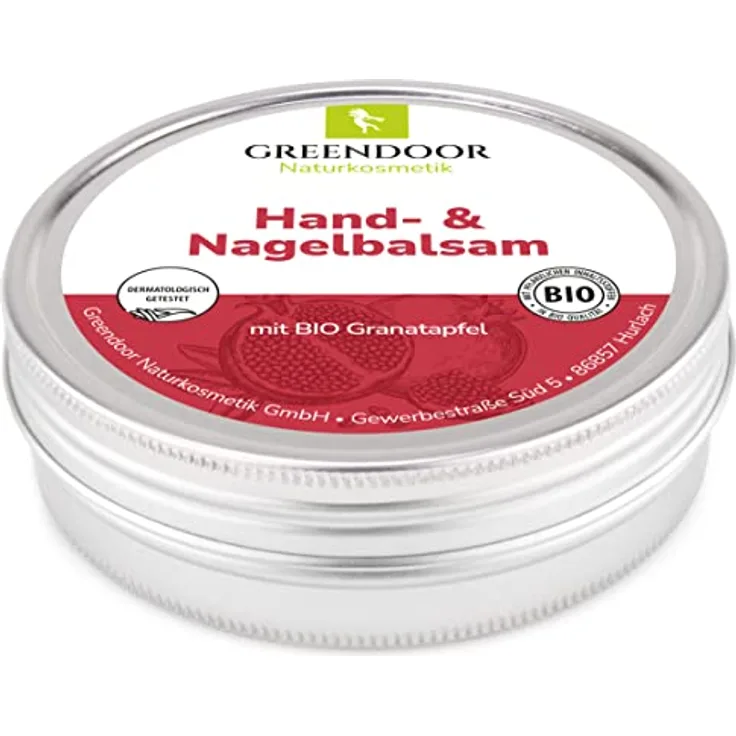 GREENDOOR Handbalsam für sehr trockene Haut mit BIO Granatapfel & Avocadoöl 75ml, Naturkosmetik Hand Balsam ohne Mineralöl, 4fach ergiebiger als Handcreme, Nagelbalsam