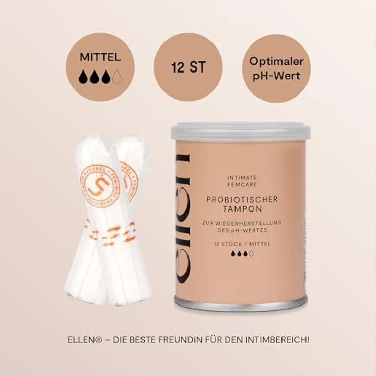 ellen Probiotischer Tampon, Milchsäurebakterien für ausgewogene Intimflora, 16 Stück – Bild 5