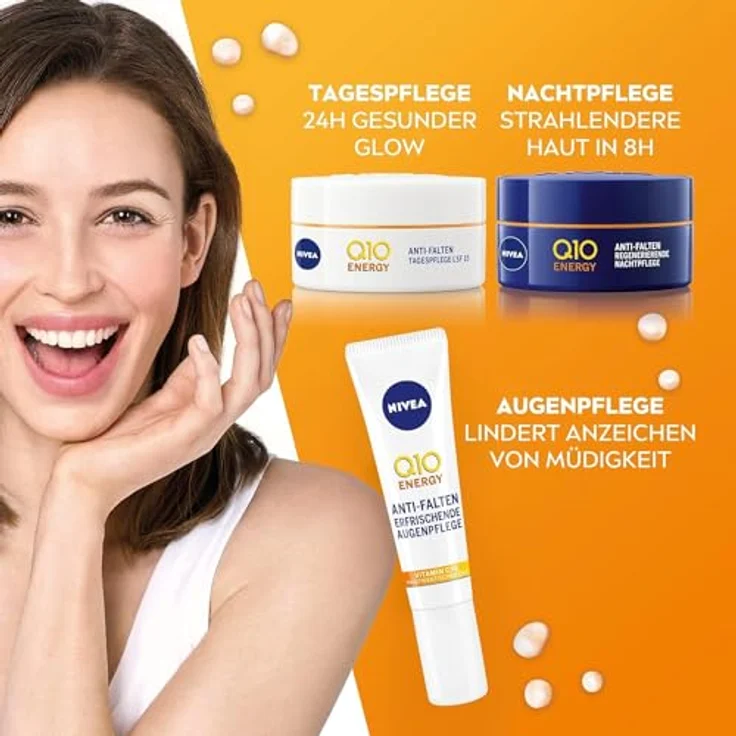 NIVEA Q10 Energy Anti-Falten Tagespflege LSF 15 (50 ml), Gesichtspflege mit Q10 und Vitamin C+E, straffende Tagescreme, für strahlende Haut - für alle Hauttypen – Bild 5